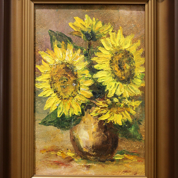 Stefan Murzic - Floarea soarelui in vaza - 17,5x28cm (r27,5x37cm) - 229lei